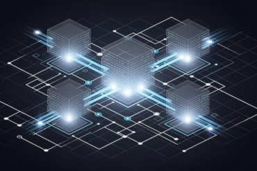 Abstract illustration of cloud infrastructure network representing AI compute partnership between Anthropic and Volta