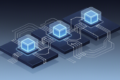 Abstract illustration of cloud infrastructure with embedded modular AI components representing AWS and Superblocks integration