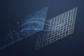 Abstract geometric illustration representing leadership restructure at Google DeepMind with overlapping angular forms and neural network patterns