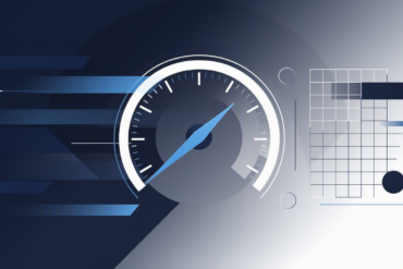 Abstract illustration depicting deceleration concept with geometric speedometer and controlled motion elements