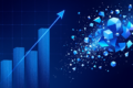 Abstract illustration contrasting financial growth charts with fragmenting geometric shapes representing AI risk disclosure