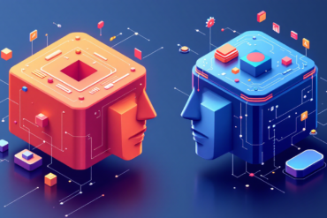 Abstract illustration depicting platform conflict between e-commerce infrastructure and AI agent technology with separated geometric structures