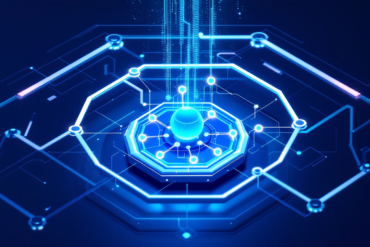 Abstract illustration of AI agent systems within protective safety framework structures