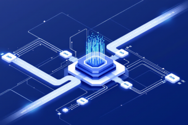 Abstract illustration of AI data labelling infrastructure showing programmatic workflow pipelines