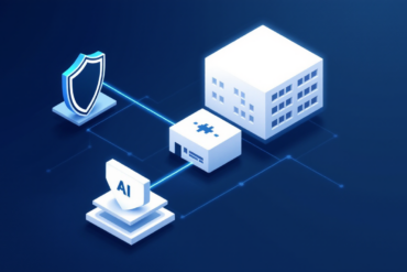 Geometric illustration representing the three-way relationship between AI provider, enterprise client, and independent safety evaluator in Anthropic's embedded evaluator model