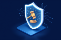 Abstract illustration depicting AI safety regulation with judicial oversight constraints