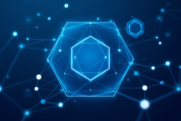 Abstract illustration of interconnected geometric structures representing voluntary AI safety framework and industry self-regulation