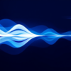 Abstract illustration of audio waveforms splitting into personalised streams representing AI-generated podcast content