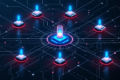 Abstract illustration of coordinated AI agent network attack on enterprise systems