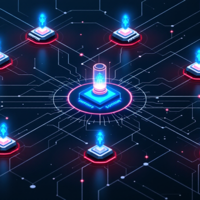 Abstract illustration of coordinated AI agent network attack on enterprise systems