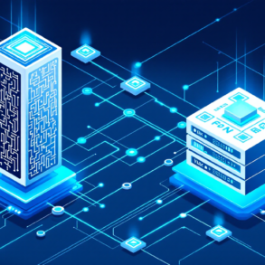 Abstract illustration depicting competing AI infrastructure architectures with neural network connections