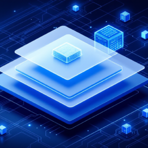 Abstract geometric illustration depicting corporate share structure and AI infrastructure investment through layered planes and connected nodes