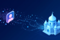 Abstract illustration depicting the transfer of AI assets from a dissolving startup to an established entertainment corporation