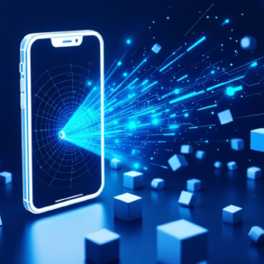 Illustration of smartphone using AI vision to scan and identify objects in real-time