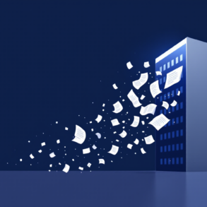 Abstract illustration depicting corporate structure with content fragments dispersing, representing Meta's policy reversal on AI content scraping