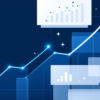 Abstract illustration of AI benchmarking platform growth with ascending metrics and evaluation frameworks