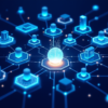 Abstract illustration of AI model replicating through interconnected IoT device network with glowing nodes spreading across digital infrastructure
