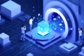 Editorial illustration depicting independent researchers examining AI systems with full access transparency