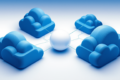 Abstract illustration depicting competing cloud infrastructure partnerships creating tension for an AI company